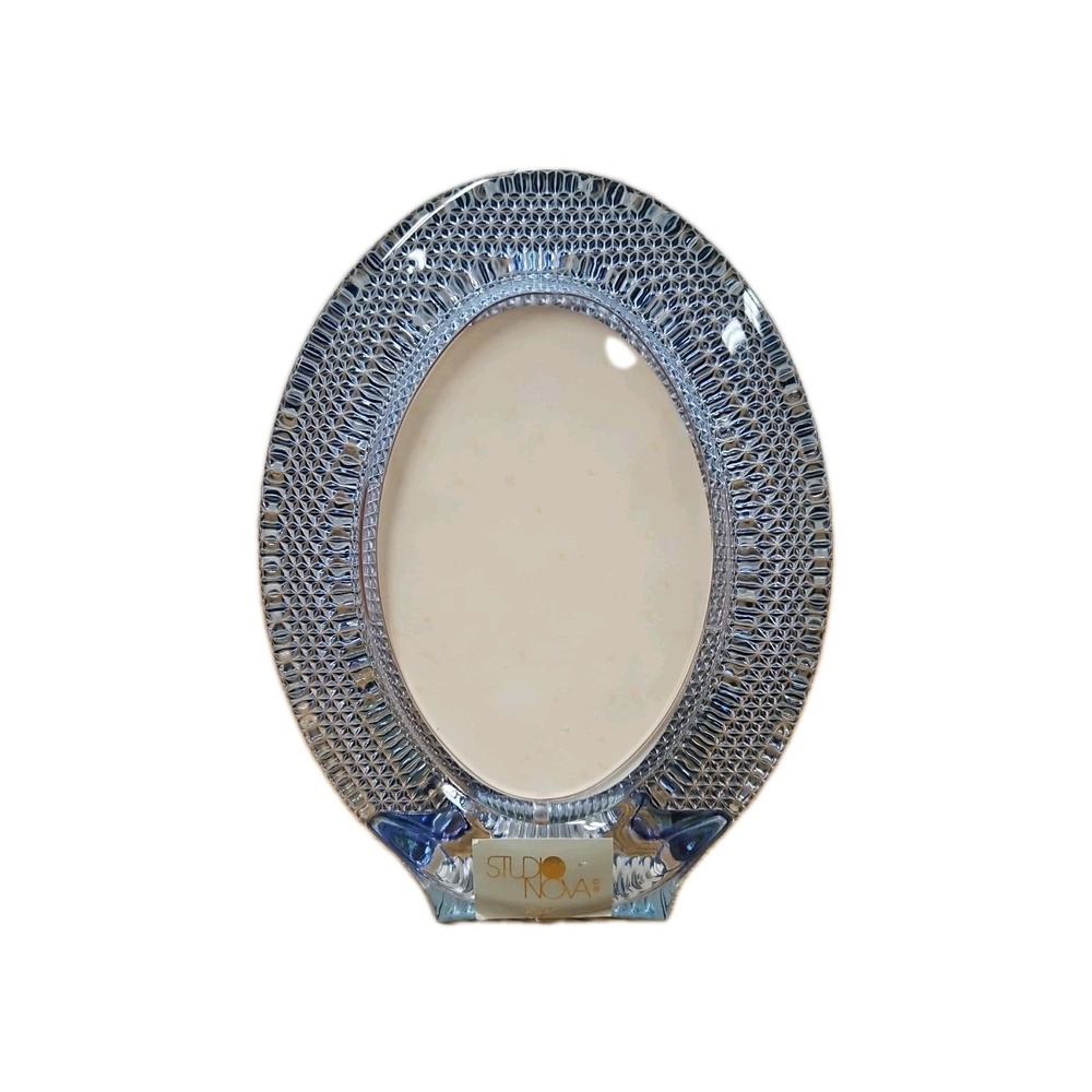 STUDIO NOVA-MAKASA LEAD CRYSTAL OVAL SHAPED PICTURE FRAME BLUE COLOR‎